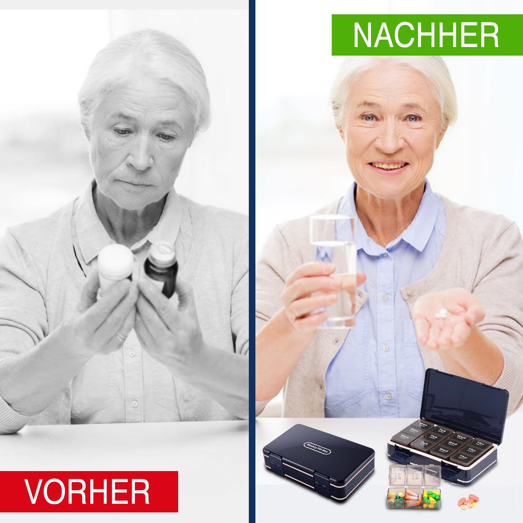 Pillendose 7 tage 3 Fächer+ Fächer für Bedarfsmed- Tablettenbox- Medikamentenbox-Pillenbox