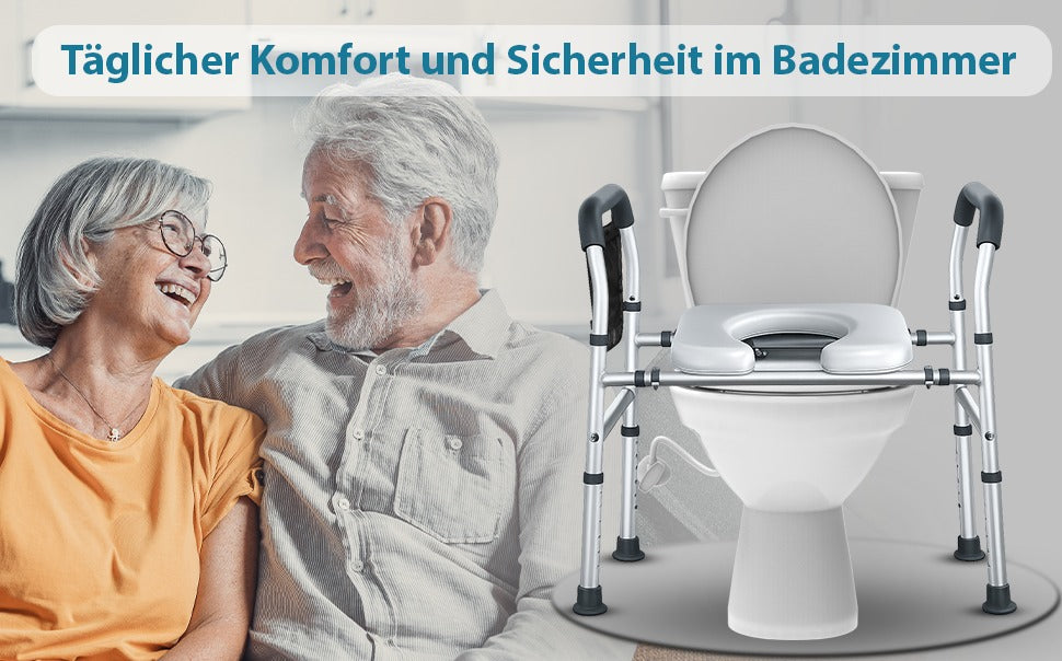 ESPODAY Badezimmerstuhl  höhen- und breitenverstellbar, klappbar, rutschfest , Aluminium, belastbar bis 150 kg
