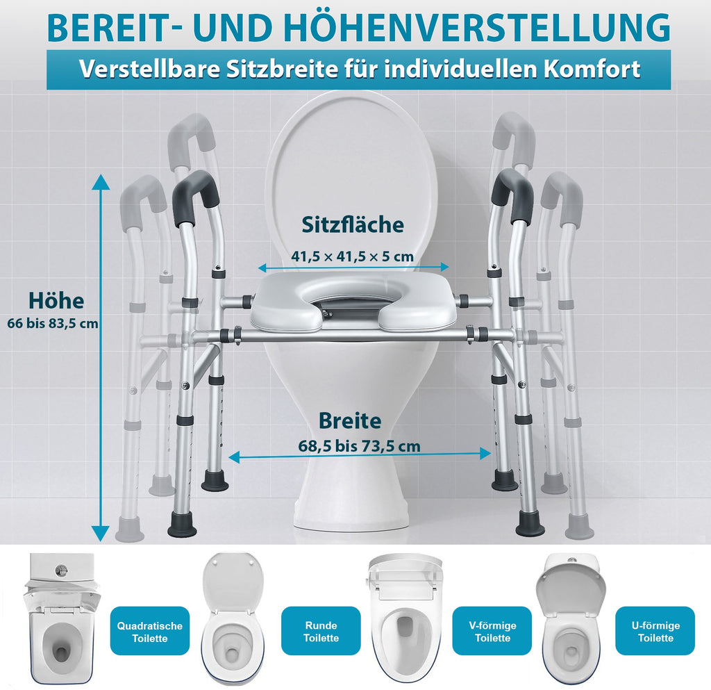 ESPODAY Badezimmerstuhl  höhen- und breitenverstellbar, klappbar, rutschfest , Aluminium, belastbar bis 150 kg