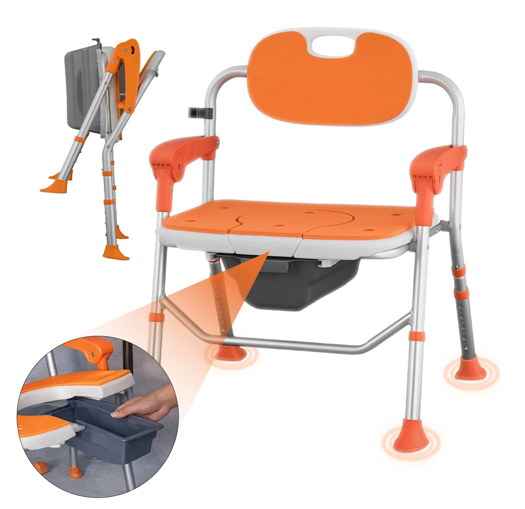 Duschstuhl- höhenverstellbar- faltbar, rutschfest, stabil aus Aluminium, bis 150 kg belastbar.